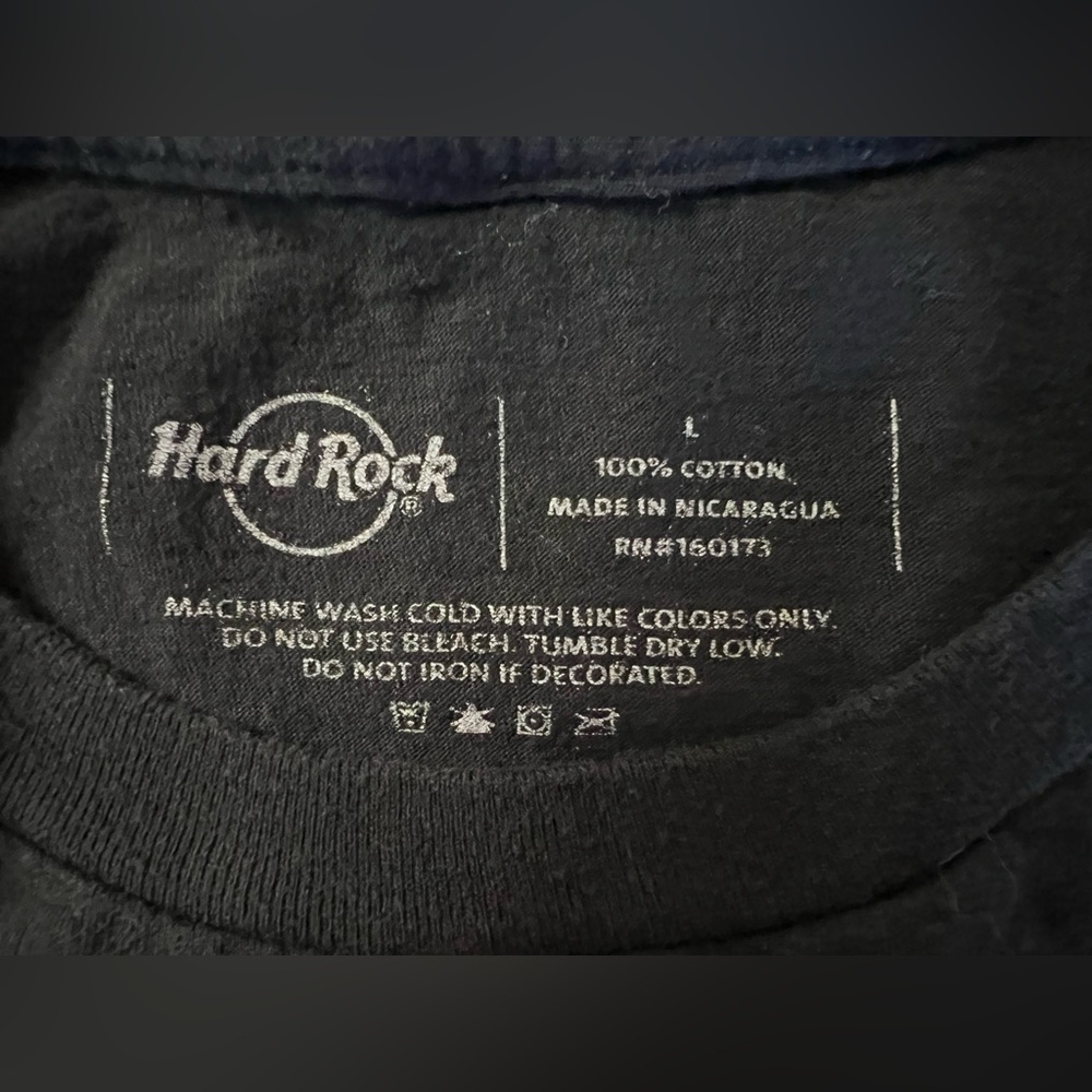 HARD ROCK LAS VEGAS Black Logo T-shirt Sz L Made In Nicaragua Crewneck Cotton - Picture 4 of 6